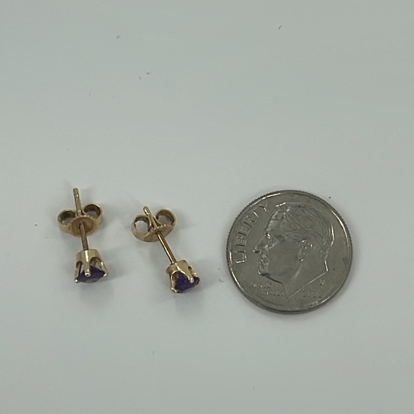 Amethyst Post Earrings - 14k Gold - Picture 8 of 8